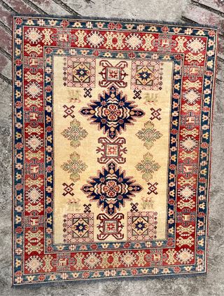 2 Tappeti Persiani in Lana Beige/Rosso