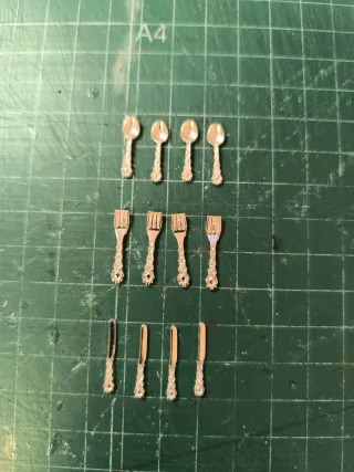 Mini posate per casa delle bambole (argento)