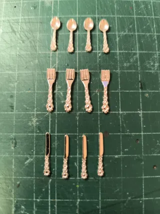 Mini posate per casa delle bambole (argento)