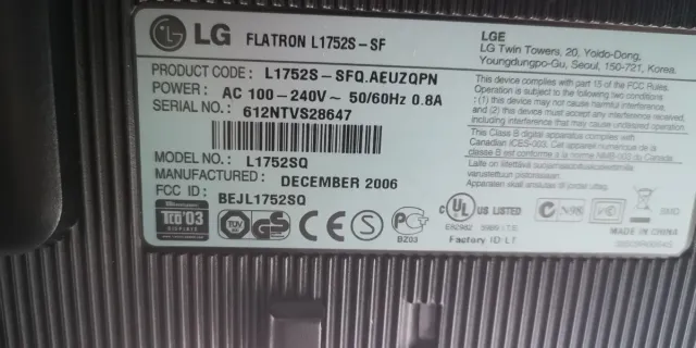 Monitor LG Flatron L1752S VGA