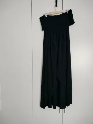 Vestido negro largo sin tirantes