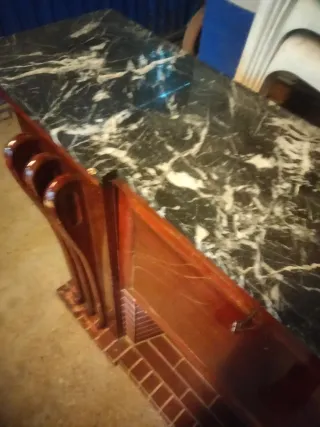 Mueble Bar Imitación Chimenea Madera Oscura