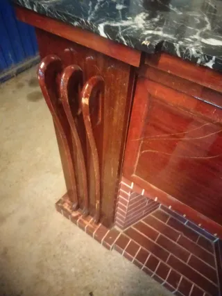 Mueble Bar Imitación Chimenea Madera Oscura