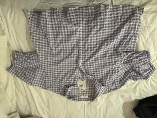 Blusa Mango Cuadros Vichy Morado Blanco