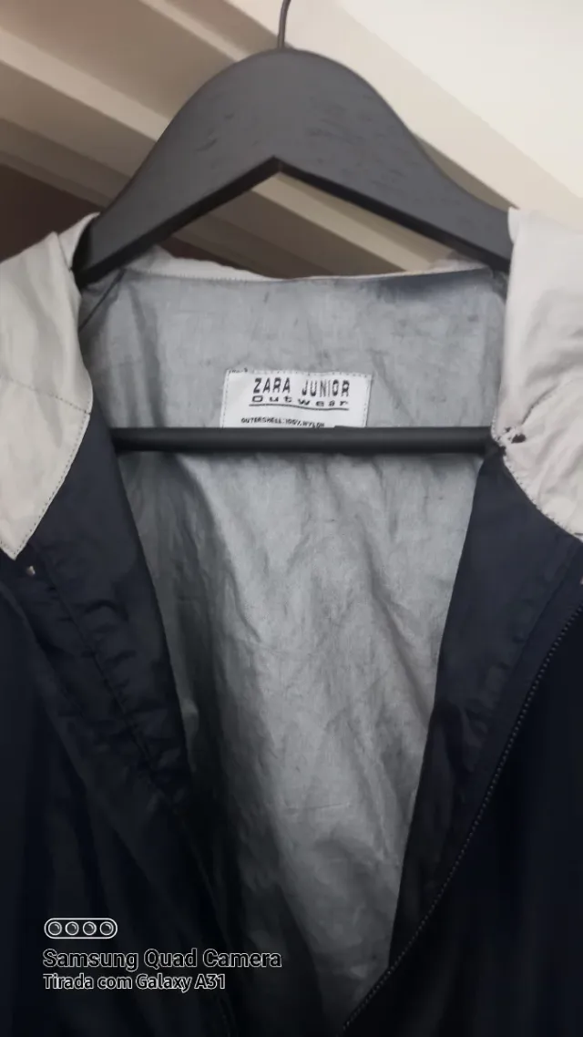 Impermeável Juvenil Zara Azul Marinho, unisexo