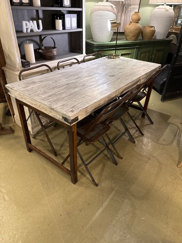 Mesa plegable teca blanqueada