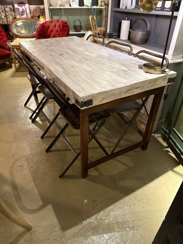 Mesa plegable teca blanqueada