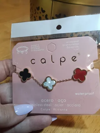 Pulsera Calpe Trébol Negro, Rojo, Blanco