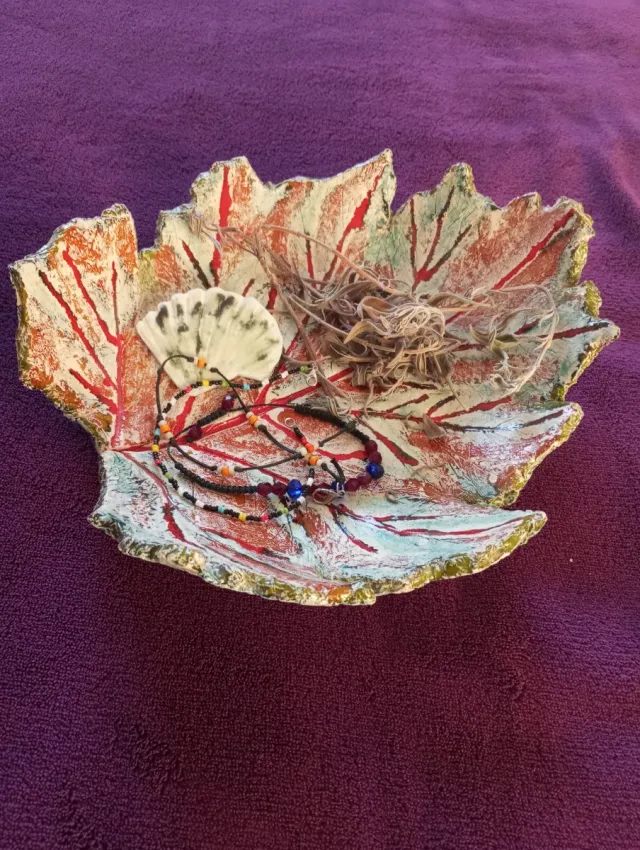 Bandeja cerámica de hoja natural