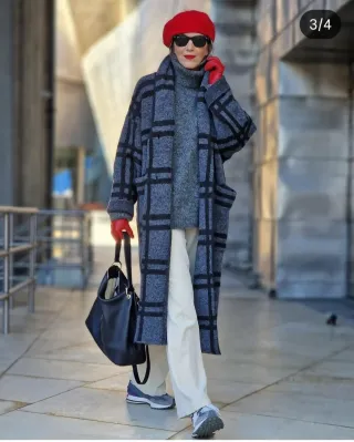 Abrigo Zara cuadros gris