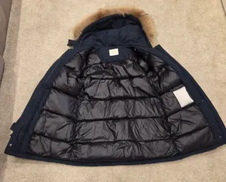 Parka Mujer Azul con Capucha y Pelo