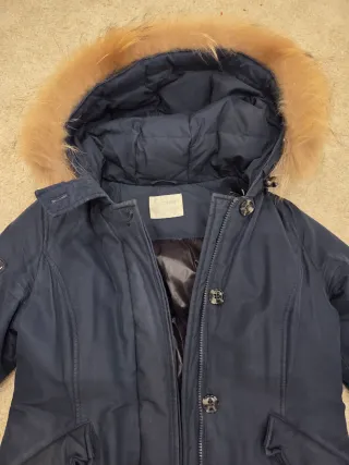 Parka Mujer Azul con Capucha y Pelo