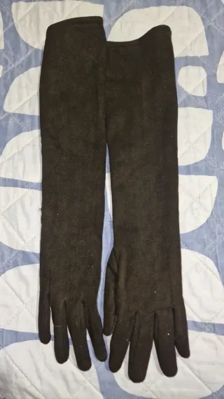 Guantes largos terciopelo negros mujer