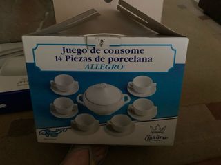 Juego consomé porcelana blanco