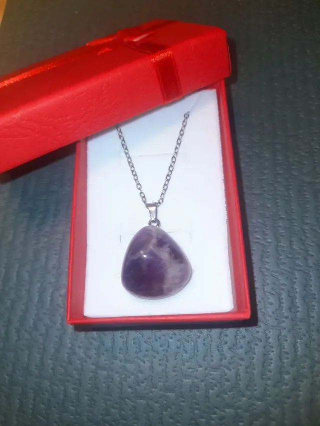 Collar Amatista Natural Acero Inoxidable