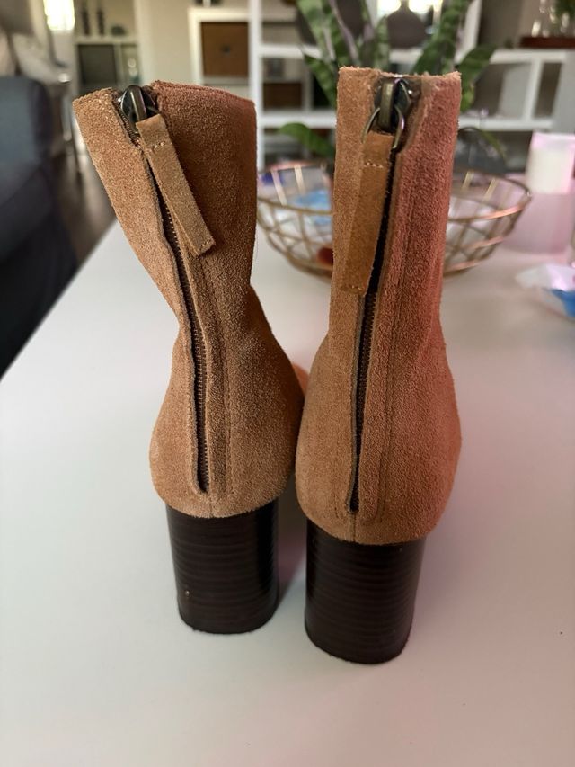 Botines Mango Beige/Marrón Tacón