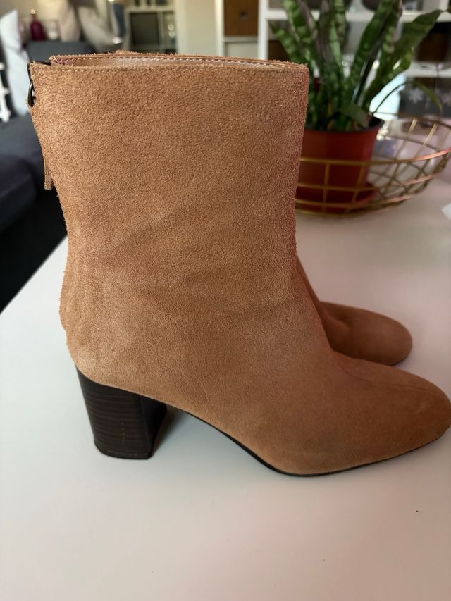 Botines Mango Beige/Marrón Tacón