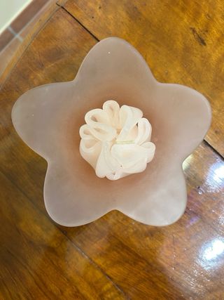 Porta candela in vetro rosa opaco