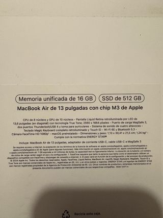 MacBook Air 13” M3 • 16GB RAM • 512GB