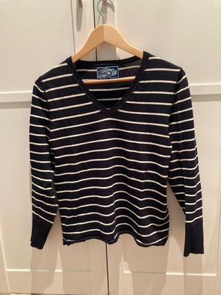 Jersey de rayas azul y blanco para mujer