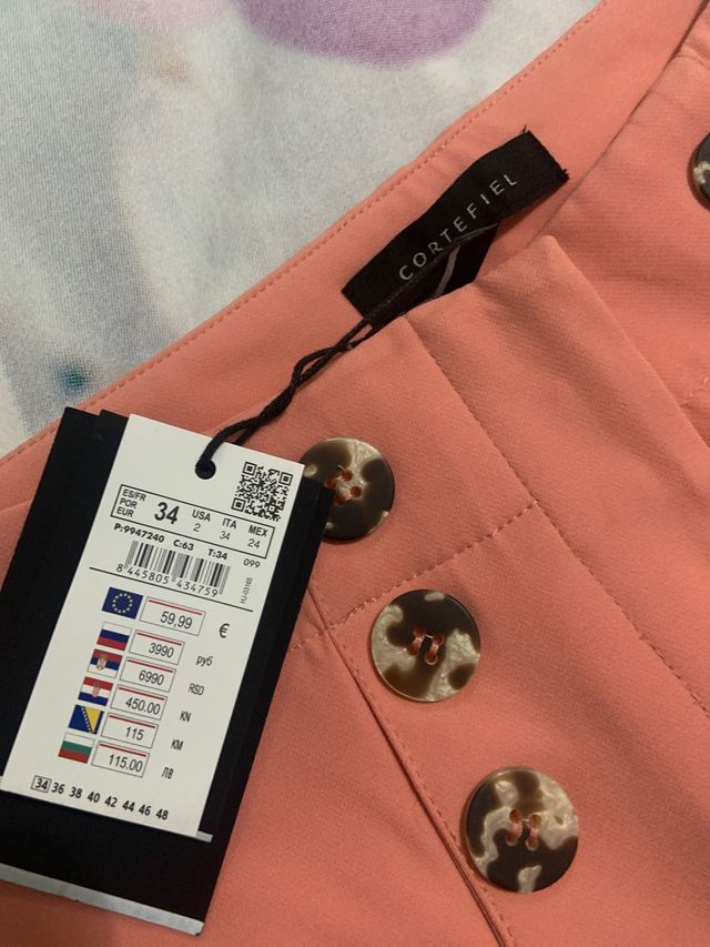 Pantalón Cortefiel Rosa Botones