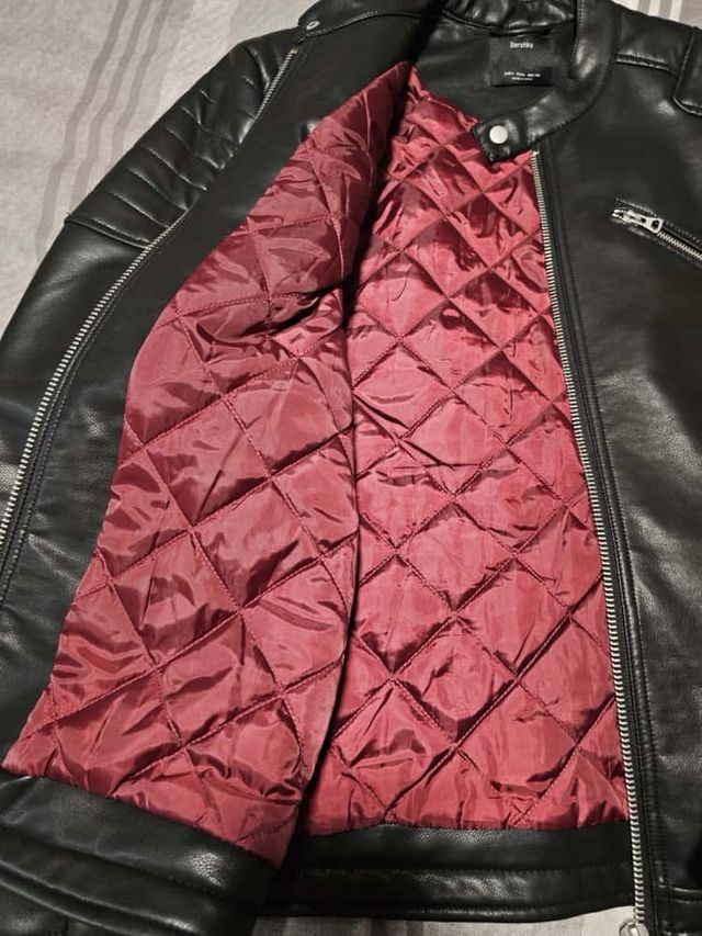 Chaqueta Cuero Hombre Bershka Negra