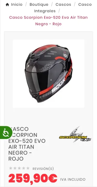 Casco Scorpion 520 Evo Air Titan, Talla S.