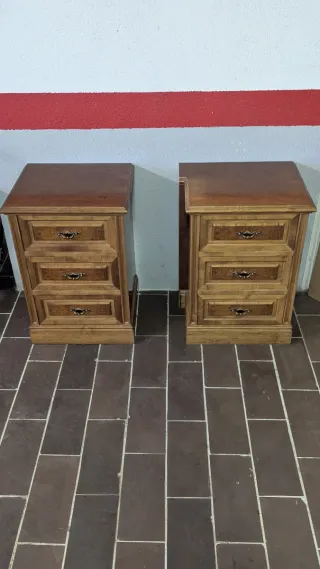 Pareja Mesitas Noche Vintage Madera