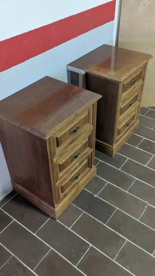 Pareja Mesitas Noche Vintage Madera