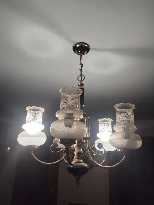 Lámpara de techo vintage cristal y metal