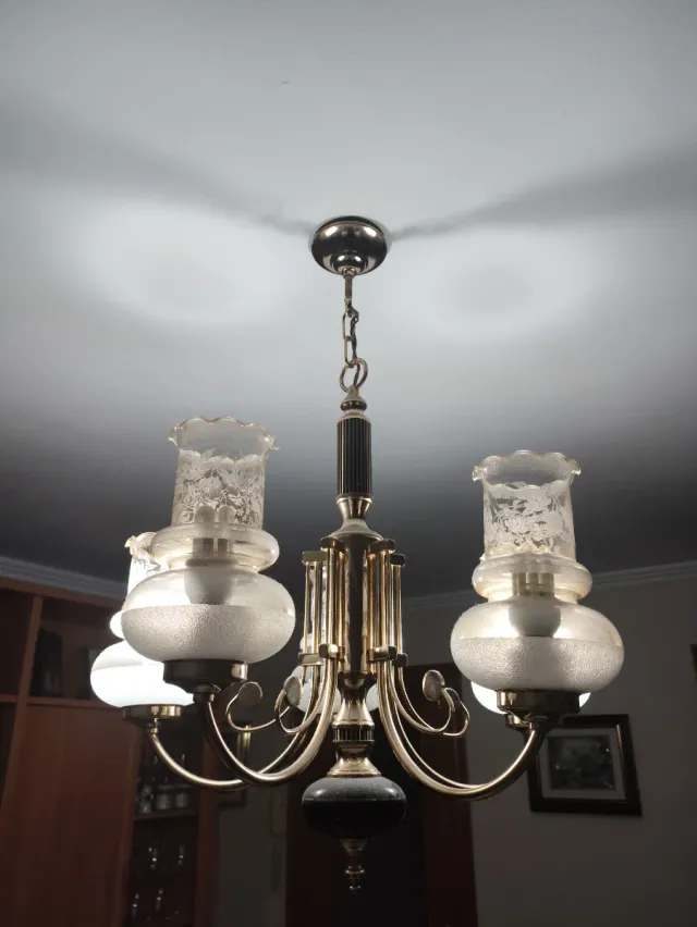 Lámpara de techo vintage cristal y metal