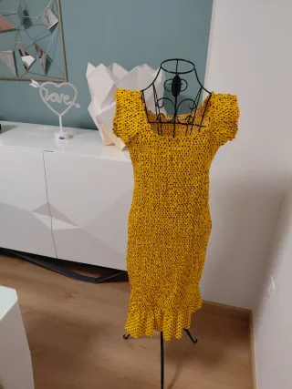 Vestido Kling amarillo lunares talla L