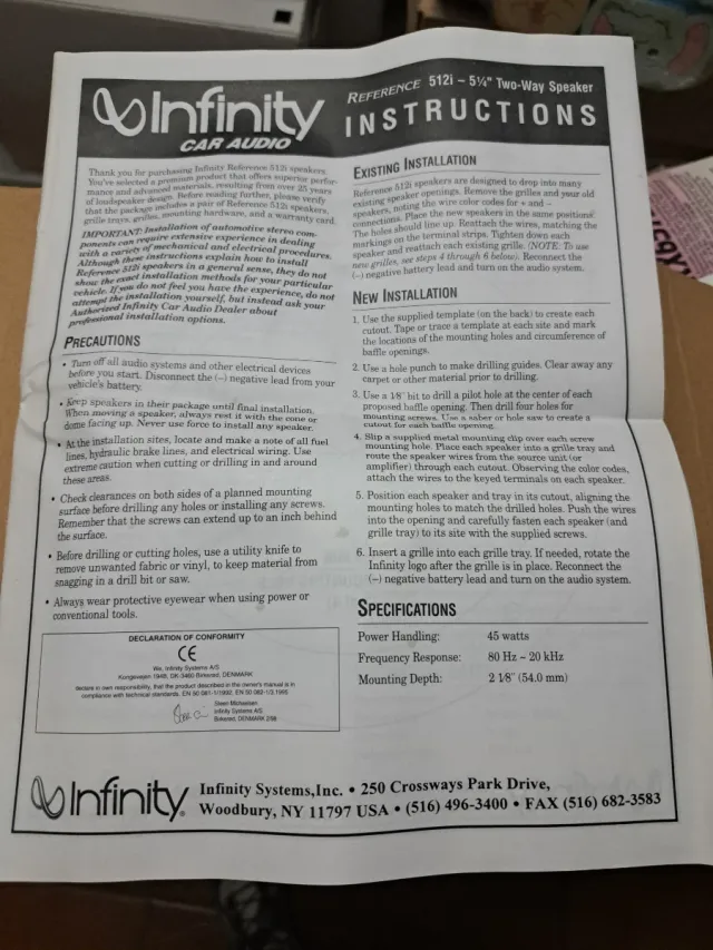 Infinity 512i Altavoces Coche 5.25 2-Way