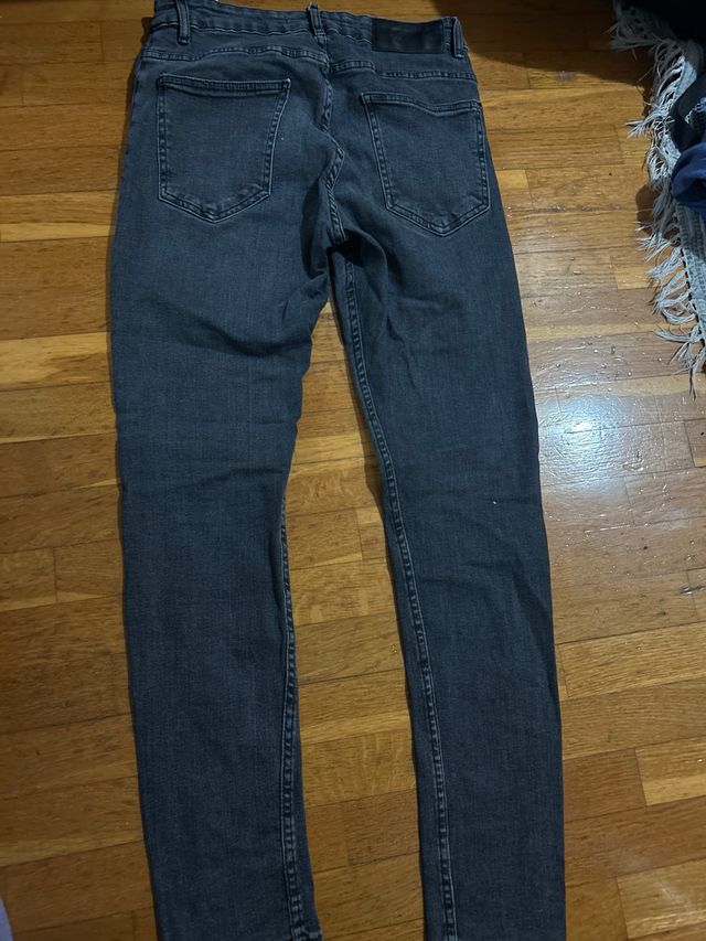 Vaqueros Zara Gris Cintura Alta