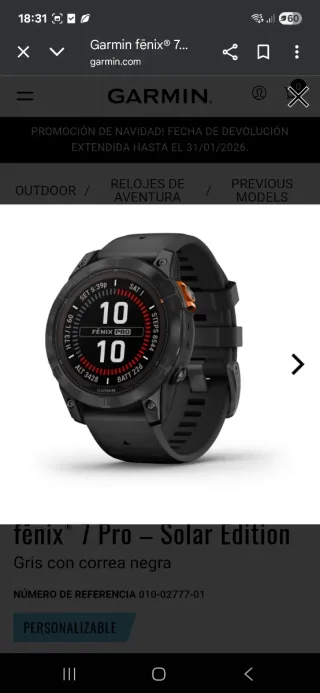 Garmin Fenix 7 Pro Solar Edition Gris