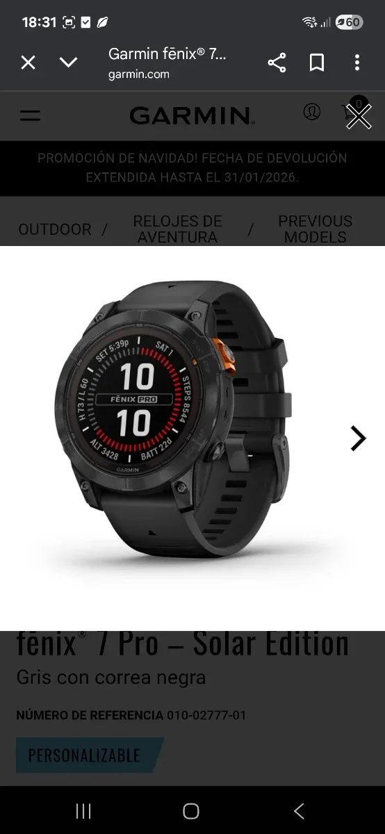Garmin Fenix 7 Pro Solar Edition Gris