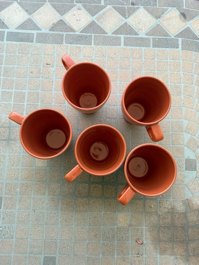 Juego de 5 tazas de terracota