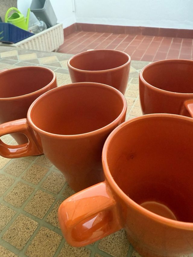 Juego de 5 tazas de terracota