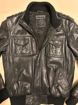 Cazadora de piel Redskins Negra