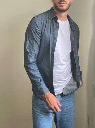 Camisa Efecto Tejano Desgastado - Massimo Dutti