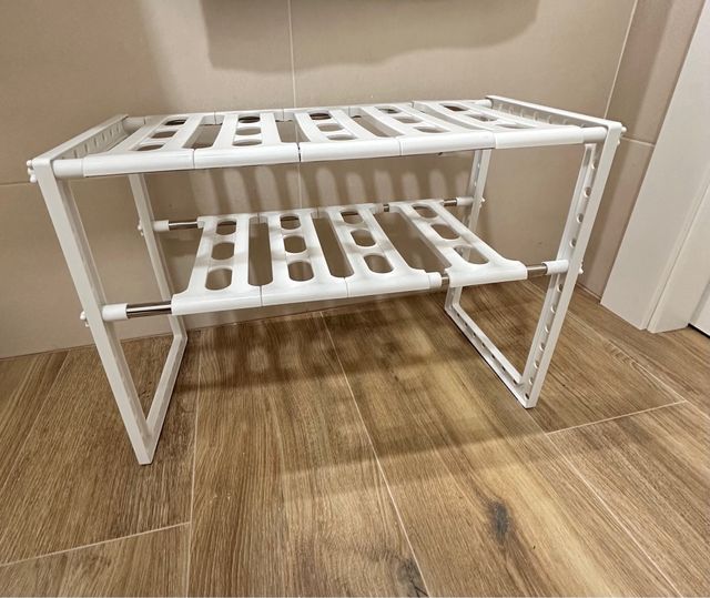 Estantería 2 niveles blanca Extensible