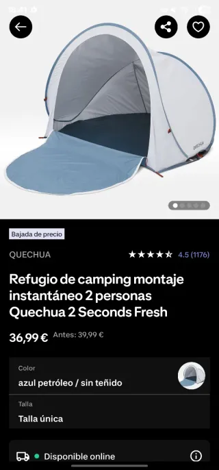 Refugio Quechua 2 Segundos 2 personas, tienda