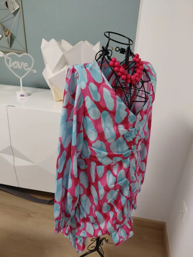 Vestido Kling Turquesa y Rosa Talla XL