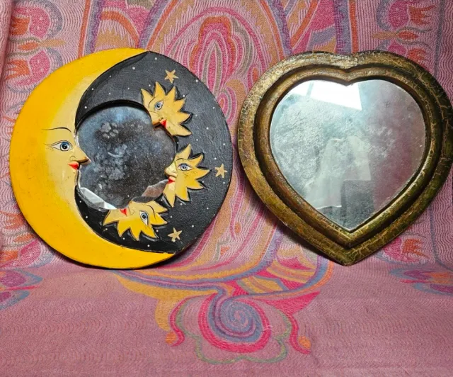 Dos espejos decorativos sol y luna