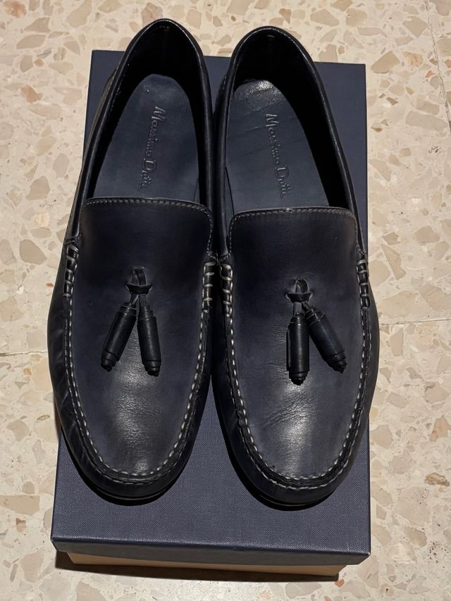 Mocasines borlas Massimo Dutti Piel Azul Talla 43