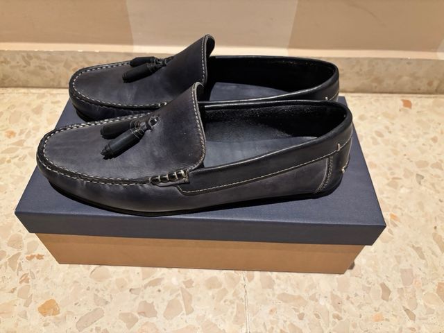 Mocasines borlas Massimo Dutti Piel Azul Talla 43