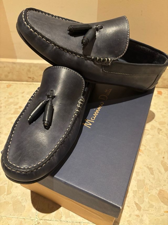 Mocasines borlas Massimo Dutti Piel Azul Talla 43