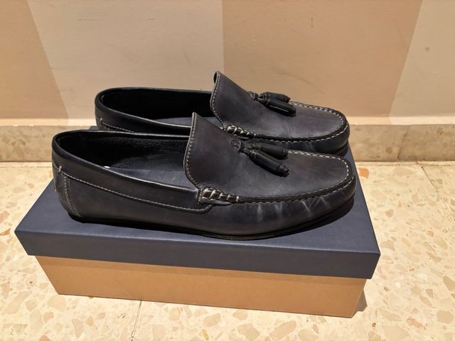 Mocasines borlas Massimo Dutti Piel Azul Talla 43