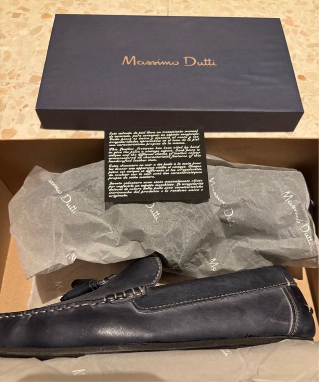 Mocasines borlas Massimo Dutti Piel Azul Talla 43