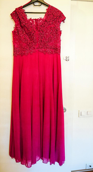 Vestido Sirena Rubí Pedrería Celebración
